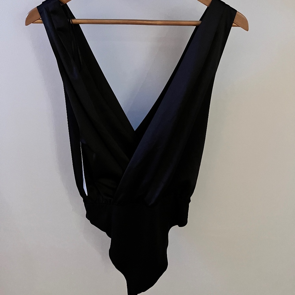 Black Silky Top with built in leotard